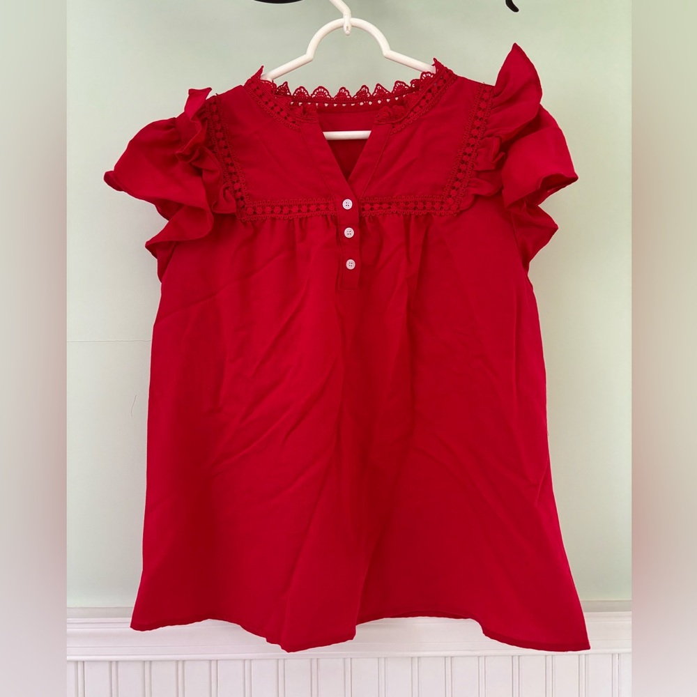 Red Ruffled Women's Top